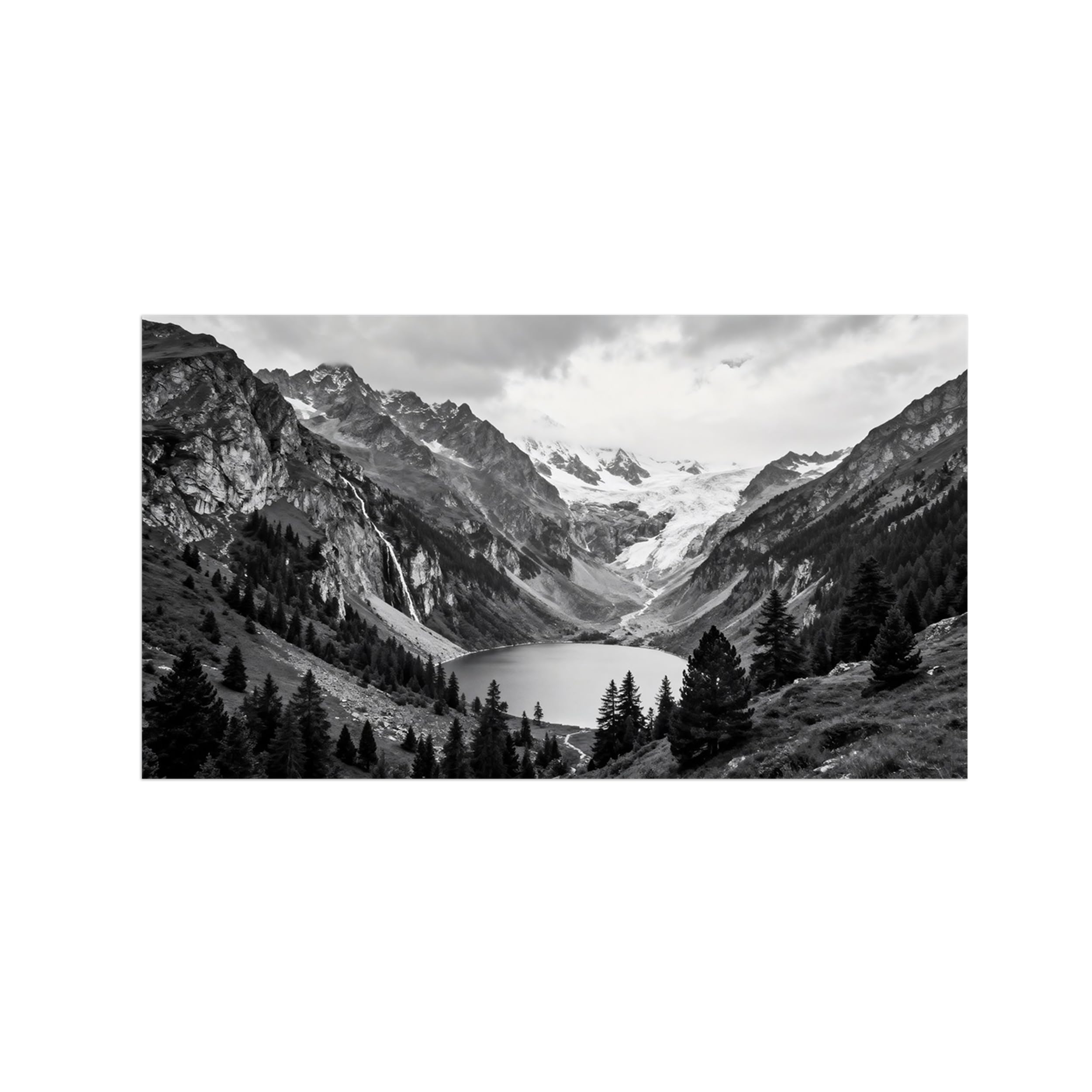 Tree Mountain Black White Landscape Wall Art Prints 80x145cm Unframed
