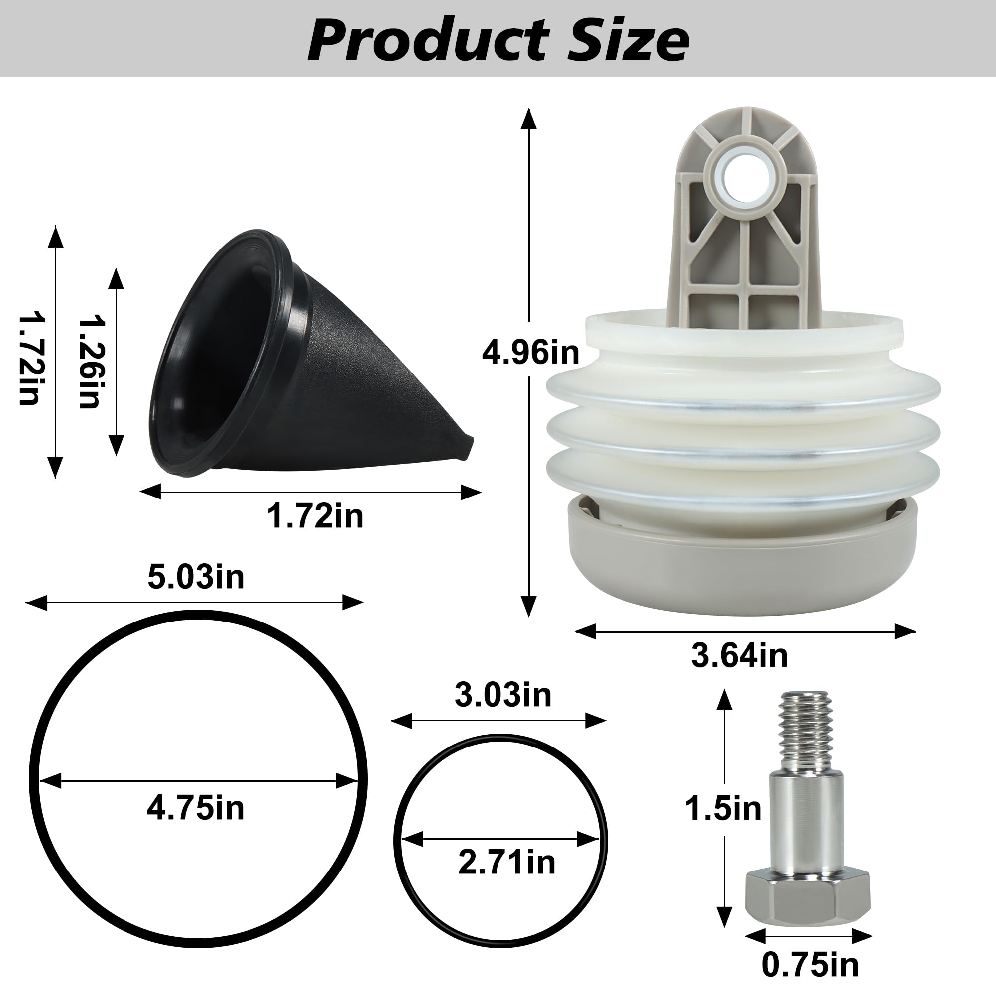 385230980 Pumpenbalg-Set mit Entenschnabelventil und O-Ring-Set, Ersatz für Vakuumpumpe der S-, T-, J-Serie, passend für Dometic Sealand RV und Boot WC Vacuflush Teile
