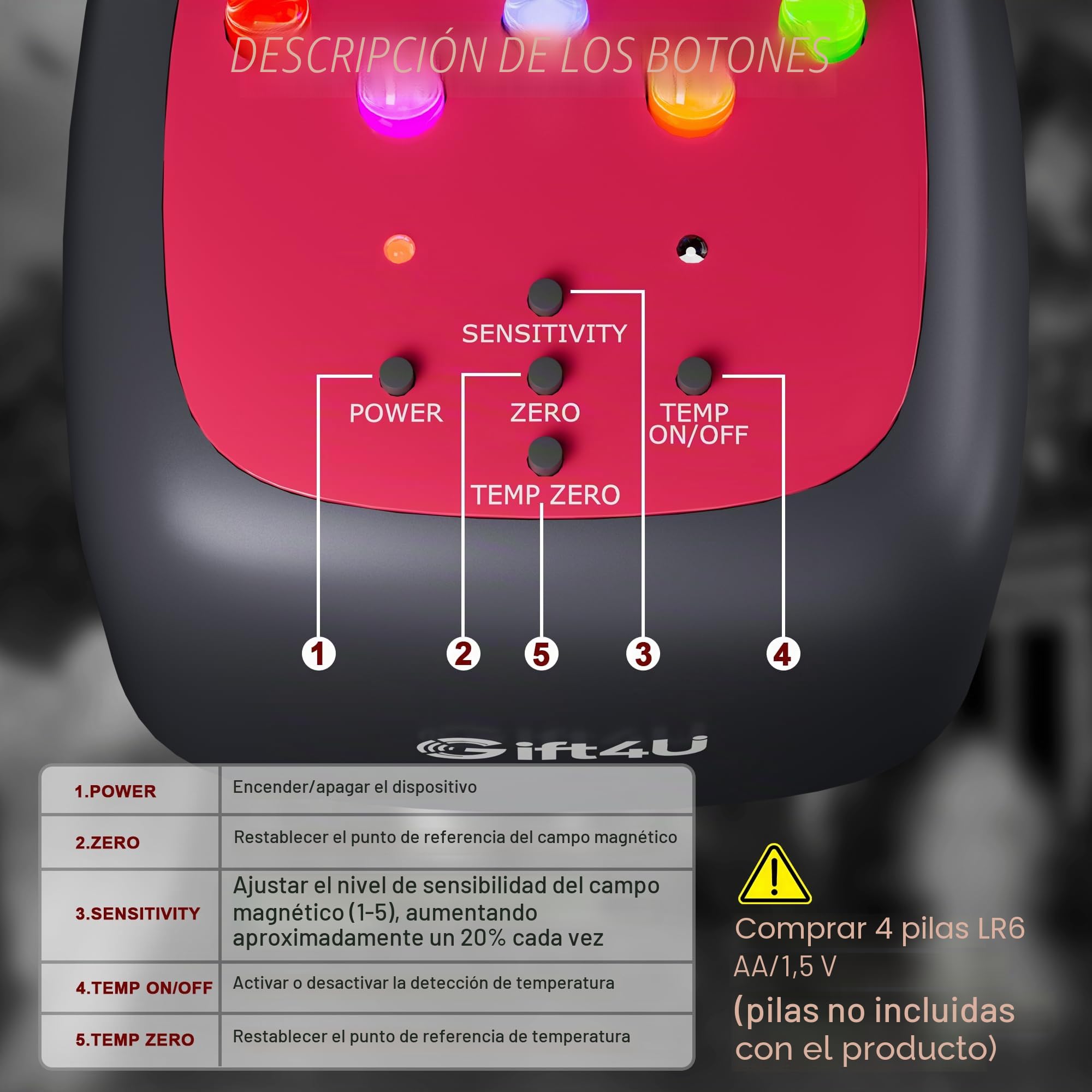 Equipo de caza de fantasmas, kit profesional de caza de fantasmas, detector de sensor de temperatura y EMF, sensibilidad mejorada, calibración automática, equipo portátil para investigación paranormal