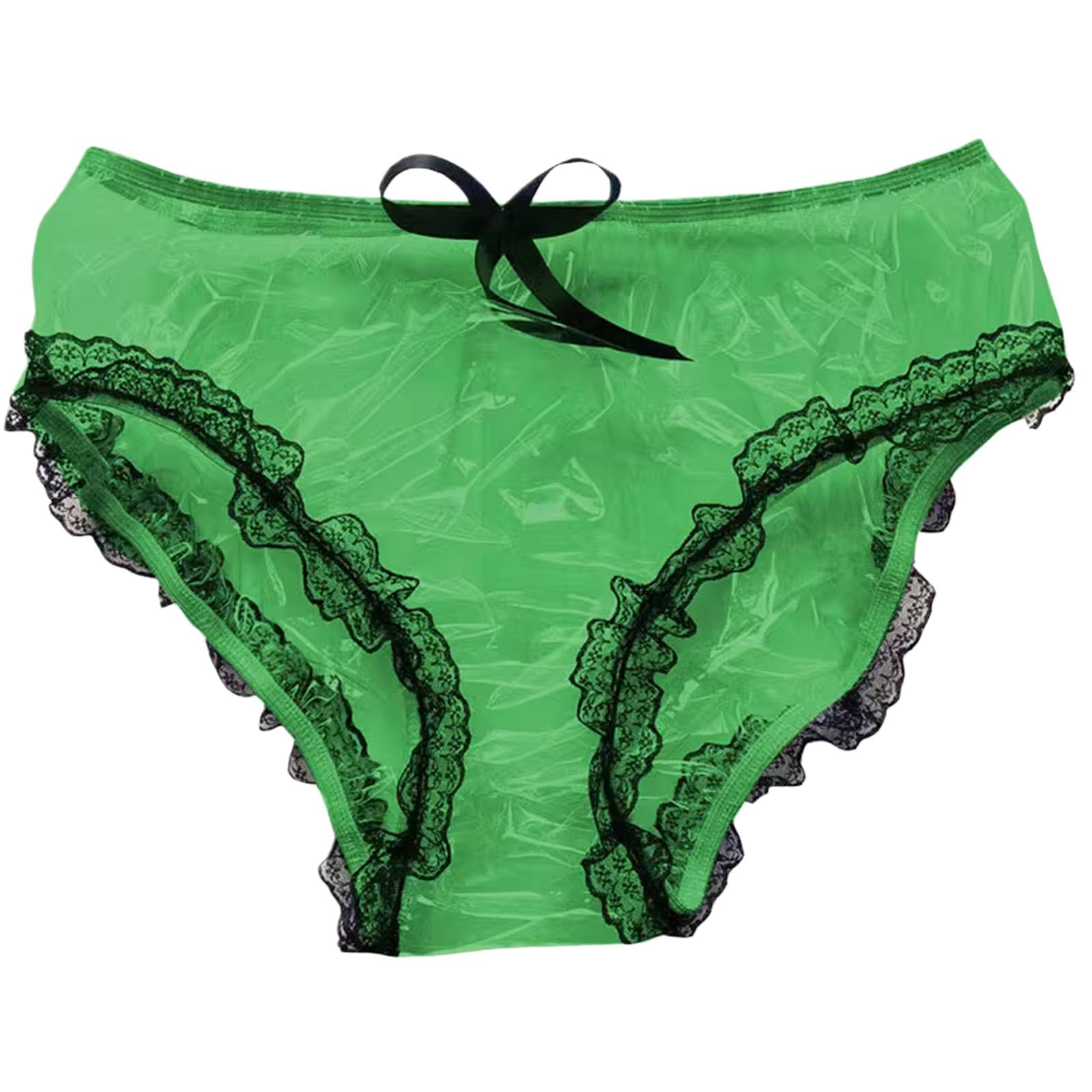 Braguitas De Plástico para La Incontinencia En Adultos Ropa Interior Transparente Y Sexy, Impermeable Y Reutilizable Braguitas De PVC De Tallas GrandesGreen,XL
