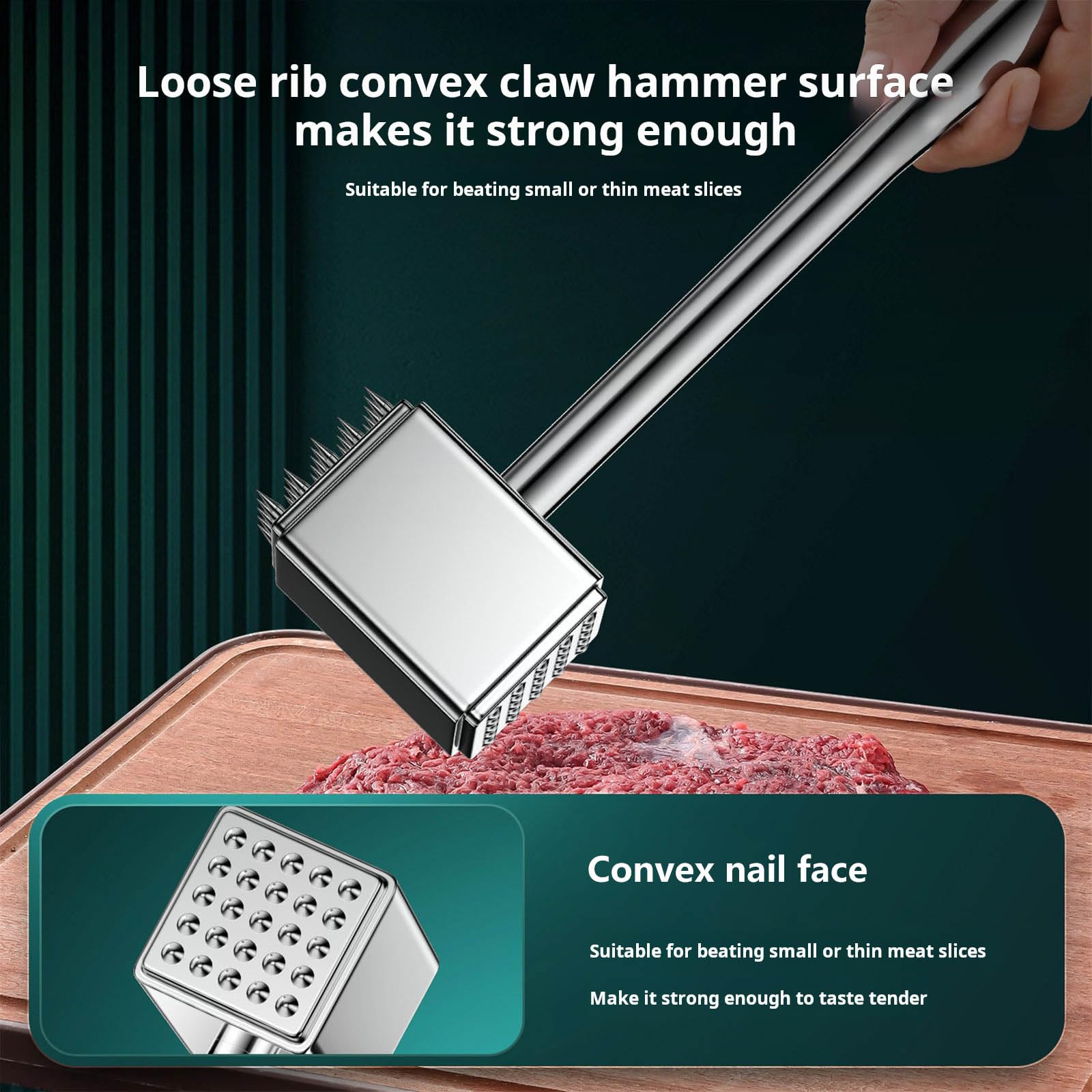 Fleischhammer aus Edelstahl 316 mit bequemem für Steak und Hühnerfleischklopfer Hammer Kochzubehör Ergonomischer Fleischklopfer
