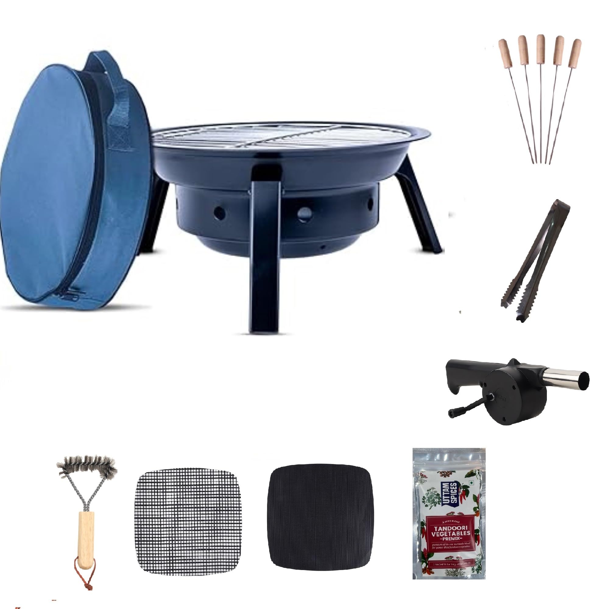 Peng Essentials FoldGrill Foldable Barbeque Grill with Accessories for Home | Portable barbeque, Easy to Assemble, Heat Resistant, Anti Rust | Charcoal Griller BBQ With Set of 10 Premium Accessories (B0B8T2W6PT) Amazon Price History, Amazon Price Tracker