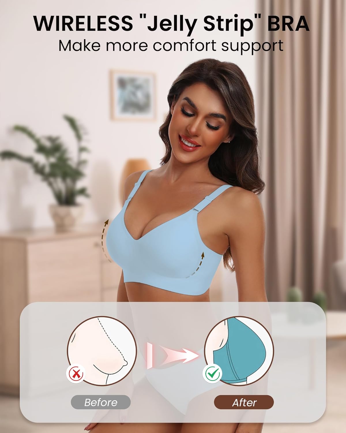 HORISUN Comfortable Seamless Full Coverage Bra for Women Wireless Bras with Soft Support Regular and Plus Size - Image 4