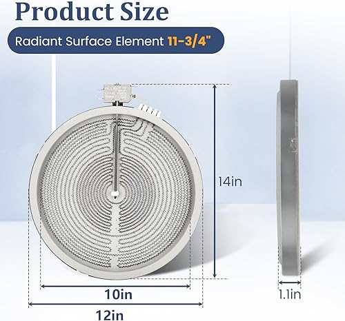 Miniatura 3 de WB30T10155 Elemento de superficie de radián Haliant de 12 pulgadas. Reemplaza AP5791281, PS8754838, 3026597. WB30T10155 compatible con GE Glass Top