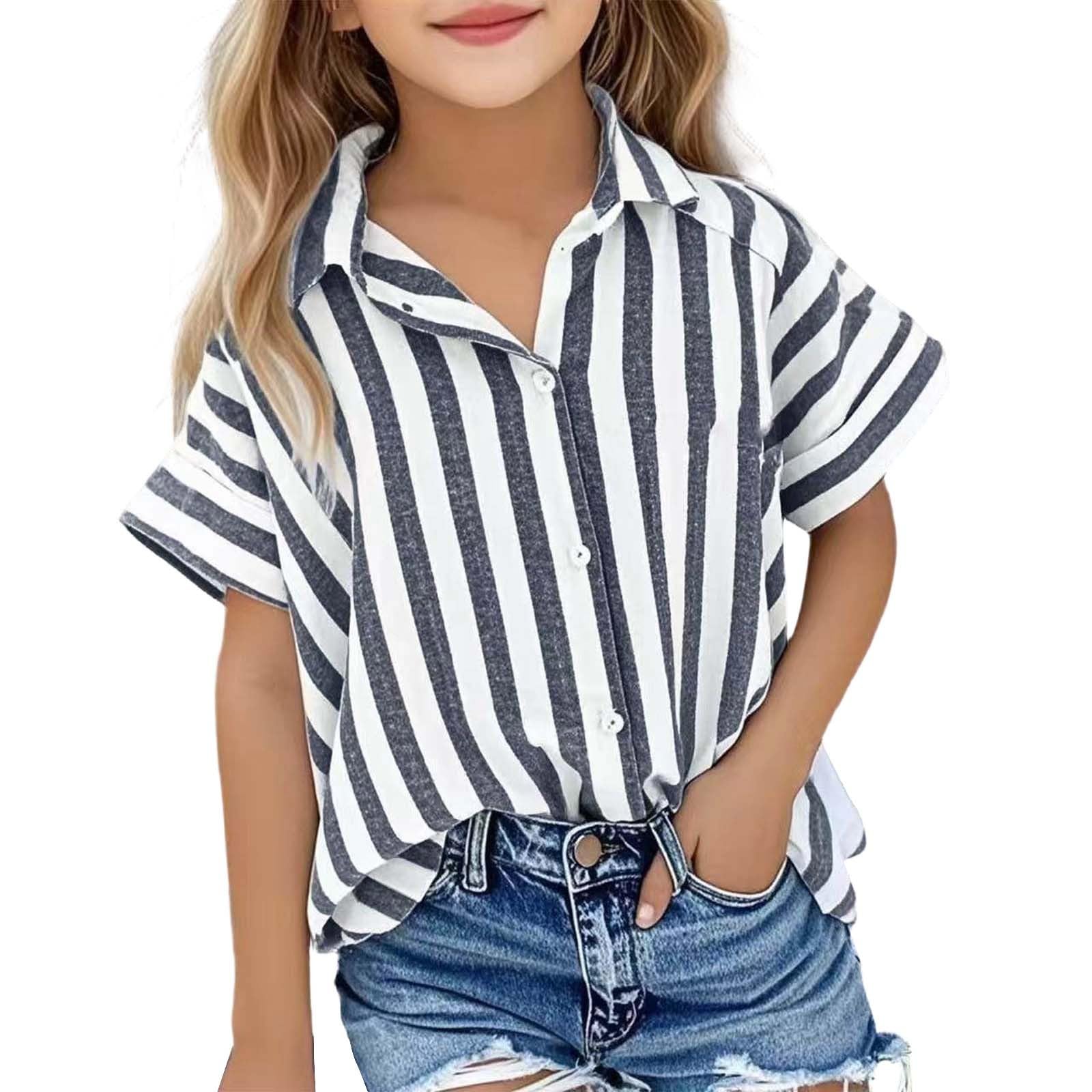 Chemise rayée décontractée pour filles en maille ample
