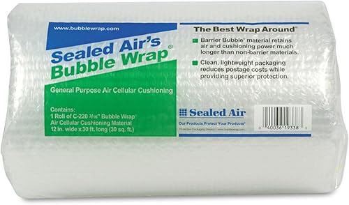 Sealed Air 19338 - Material de amortiguación de burbujas de 316 pulgadas de grosor, 12 pulgadas x 30 pies.