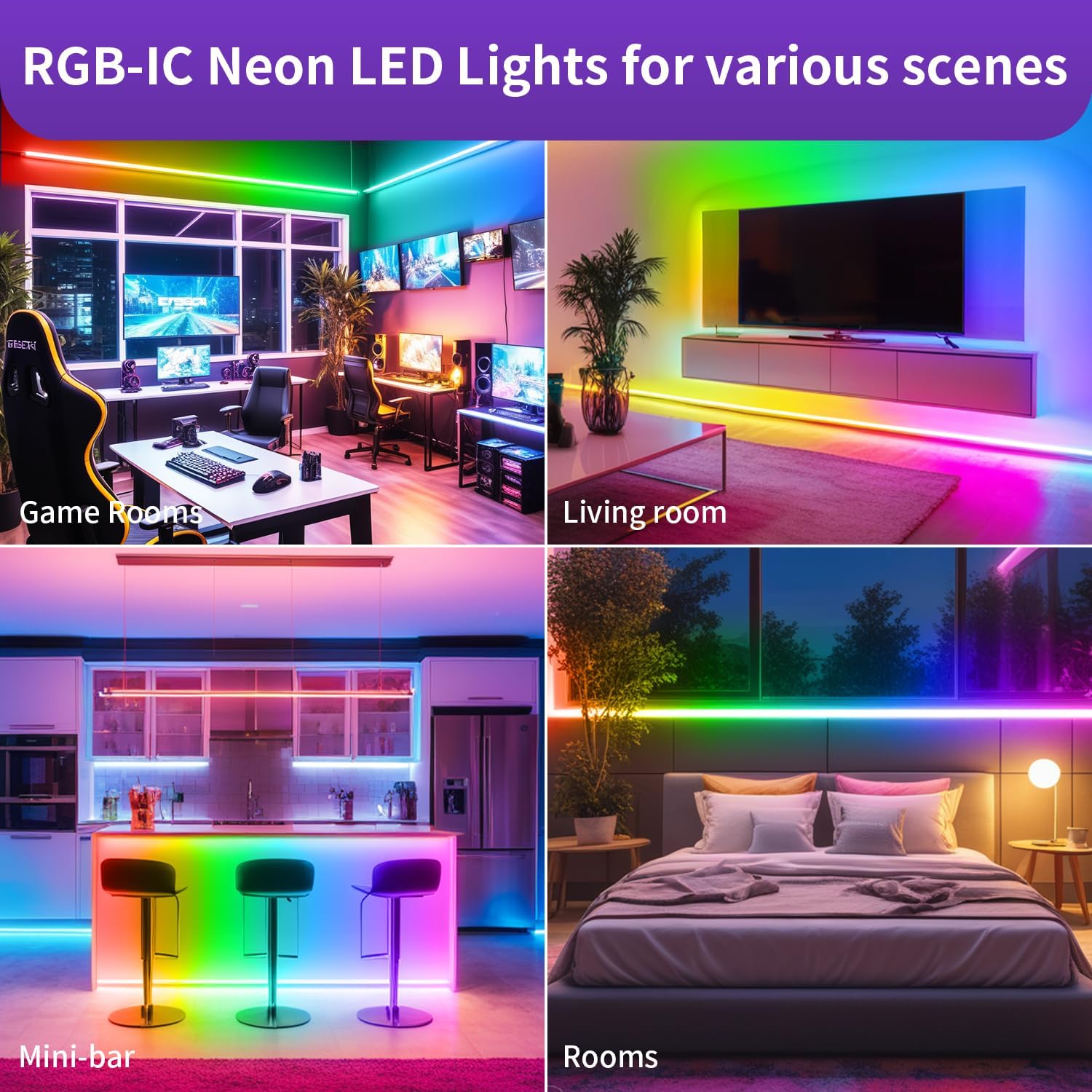 Neon LED Strip RGBIC 10M, 5V USB Tira LED Neon IP67 Impermeable | Recortable con Control APP Telemando, Sincronización de Música, Luces LED Exterior para Cocina, Juegos, Decoración de Paredes