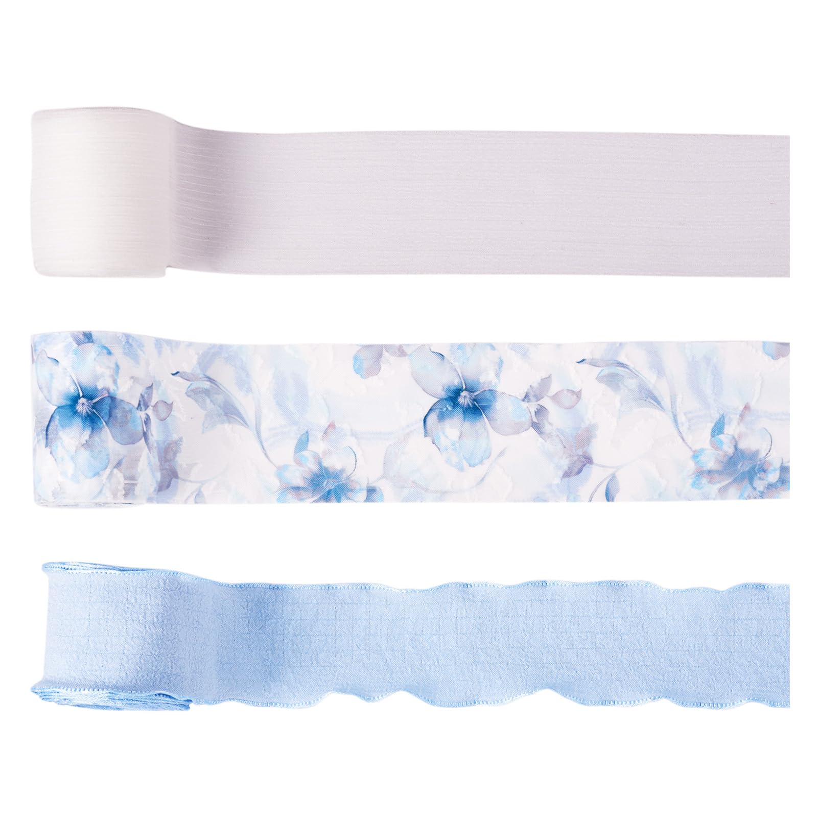 Ruban à volants en tulle anti-effilochage floral blanc et bleu pour loisirs créatifs et fêtes