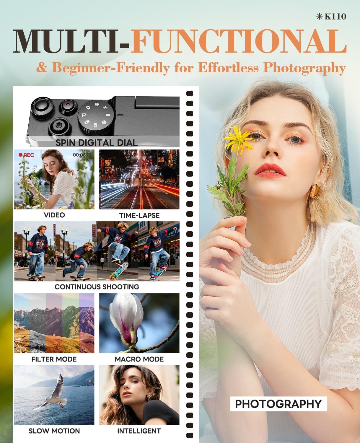 5K 64MP Digital Camera for Photography & YouTube Vlogging - 18X Zoom UHD Autofocus Video Camera with 3" 180° Flip Screen, 64GB TF Card & 2 Batteries - Compact Travel