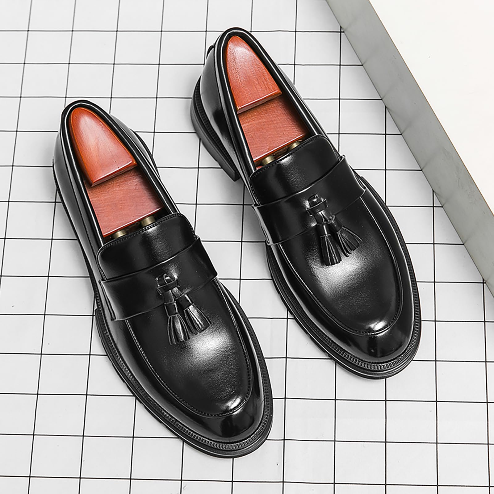 Mocasines De Cuero Sintético para Hombre: Zapatos De Vestir Cómodos Y Antideslizantes con Borla, Ideales para La Oficina Y para Un Estilo Informal