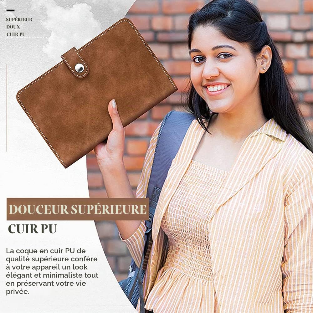 Carnet de Notes Rechargeable, Porte Documents Multifoncti, classeurs à feuilles A6, Portfolio en Pu Cuir, avec 12 Pochette à Glissière à Feuilles Mobiles, pour L'école de Bureau à Domicile (Marron)