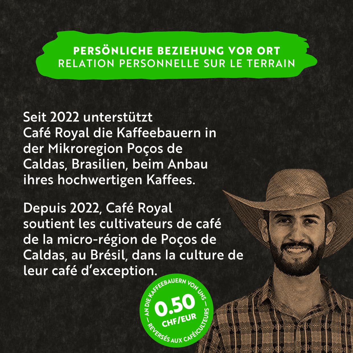 Café Royal Espresso Brasil – 100% Arabica Kaffeebohnen, kräftig-intensiv, dunkle Röstung, Stärke 4/5, Fairtrade, 500 g ganze Bohnen (Packung mit 4)