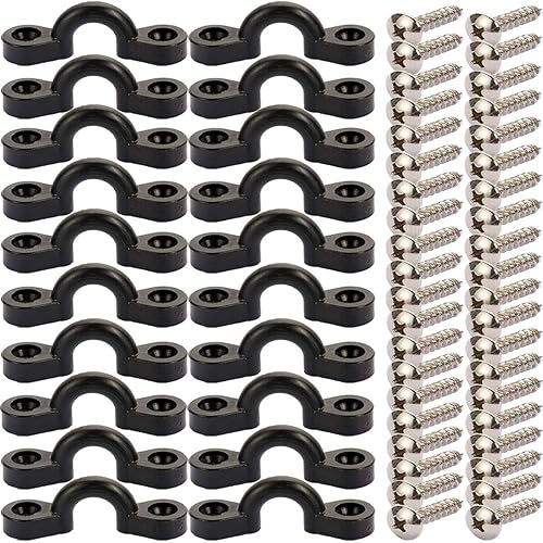 Miniatura 2 de Kit de almohadillas para kayak, 10 trabillas elásticas de nailon para cubierta con 20 tornillos para lancha, kit de aparejo de cubierta de kayak