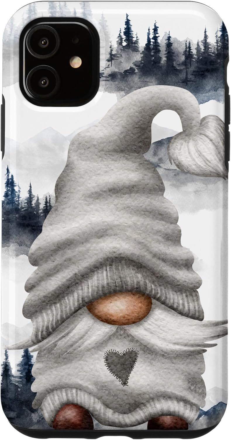 Cute Grey Gnome Pine Trees For Hikers Hiking Dad And Camping Case for iPhone 12/12 Pro