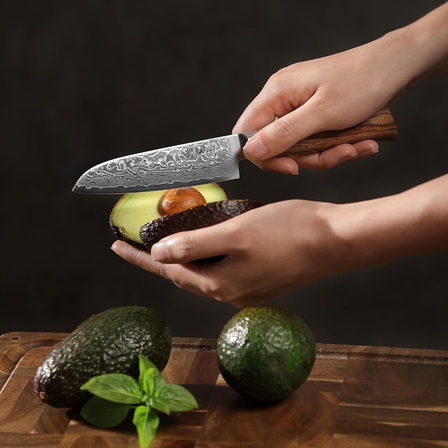 Wakoli EDIB Pro Small Santoku Knife – Japanese Style Kitchen Knife | 4.3-Inch Genuine Damascus Steel Blade with VG10 Core | Ergonomic Pakkawood Handle | Professional Chef Knife in Gift Box