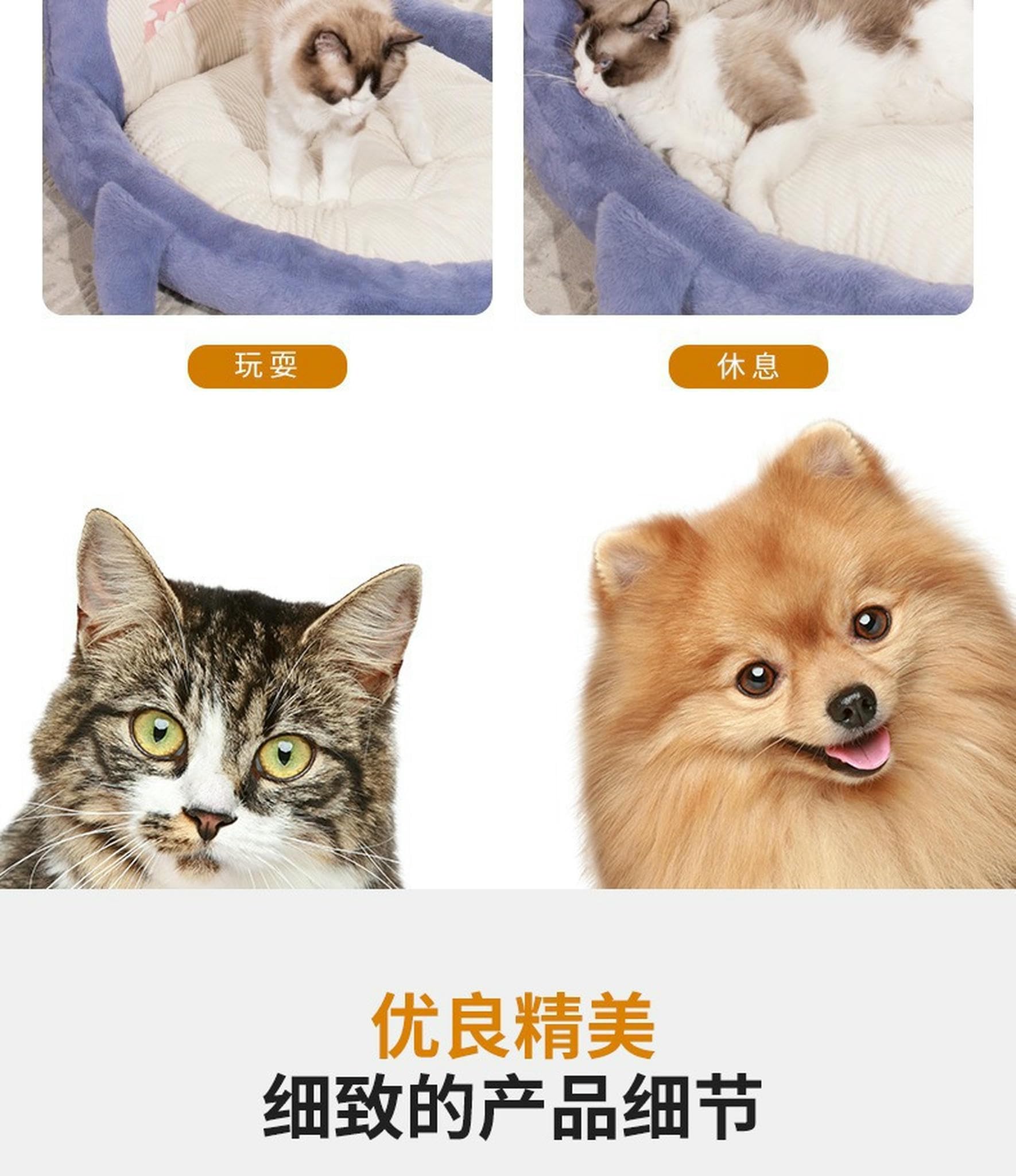 Articoli per Animali Domestici Letto Gatto Cane Creativo Carino Squalo Cartone Animato Peluche Caldo Divano Divertente Quattro Stagioni Pet Mat-blu-60 * 50 Cm (en