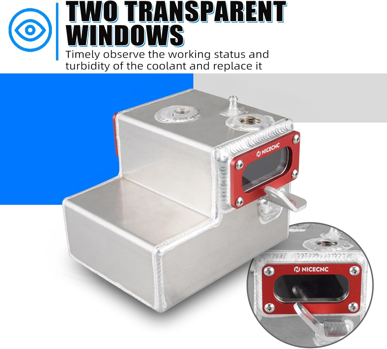 NICECNC Cooling Oil Tank Compatible with Yamaha Raptor 700 YFM700R 2014, Raptor 700R 2013 2015-2026, Raptor 700R SE 2017-2023, See Fitments, Red, Aluminum