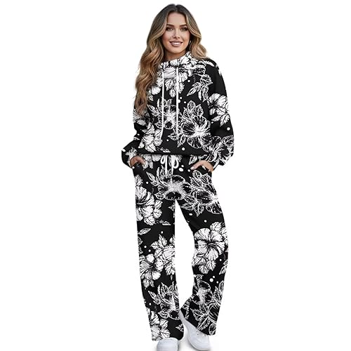 Lounge Sets for Women 2 Piece Outfits Loose Mockneck Sweatpants