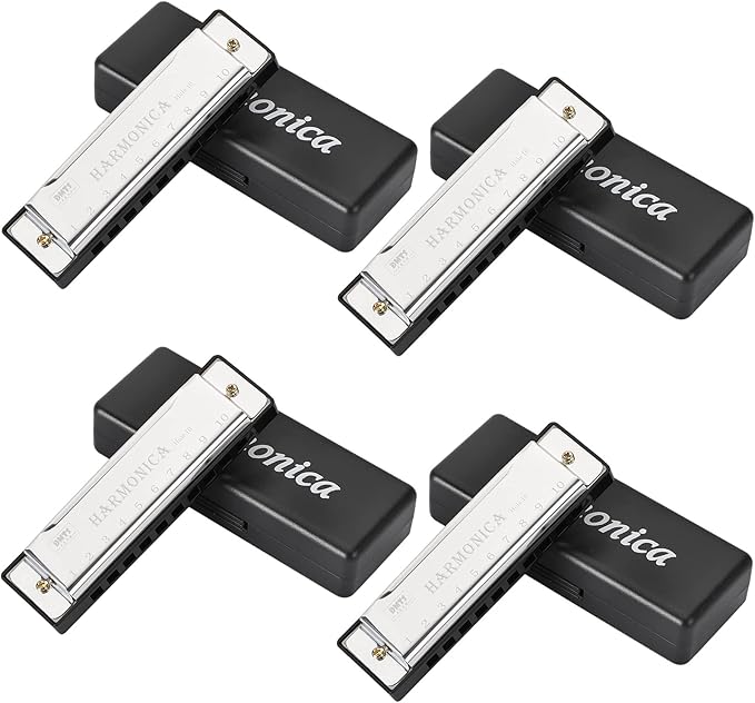 UPINS Harmonica, 4PCS Key of C 10 Hole 10 Tones Titanium