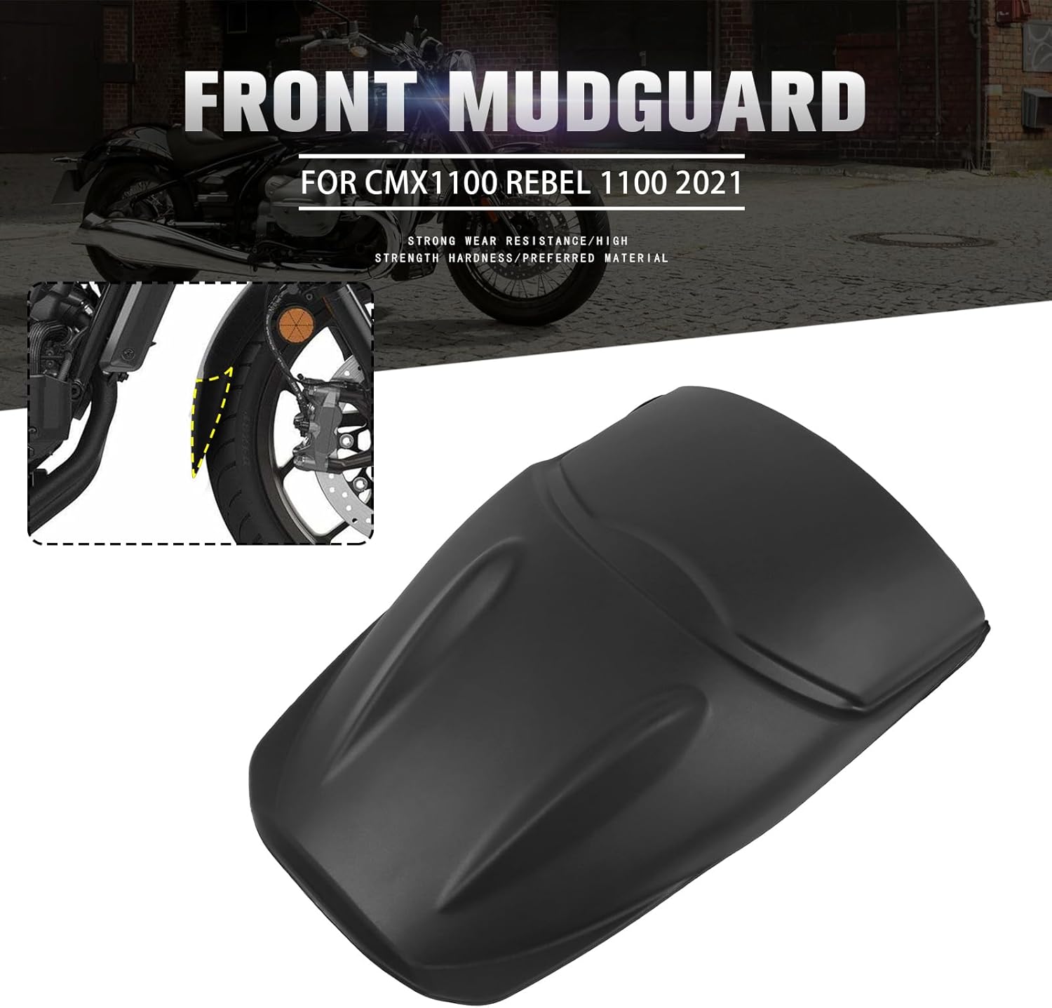 CHIFUN Front Fender Mudguard Extender for Honda Rebel 1100 CMX1100 2021-2024, Wheel Cover Splash Guard Extension Replacement for Motorcycle Dust Guards Accessories