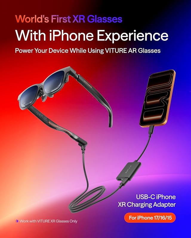 VITURE Luma Pro Gafas XR (Grande) & USB-C XR Adapter Pro Bundle para iPhone 17/16/15, Multi-Pantalla, Vídeo Espacial & VR, 3D Inmersivo con 1 Clic, 3Dof Mejorado, Juega/Trabaja Mientras Cargas