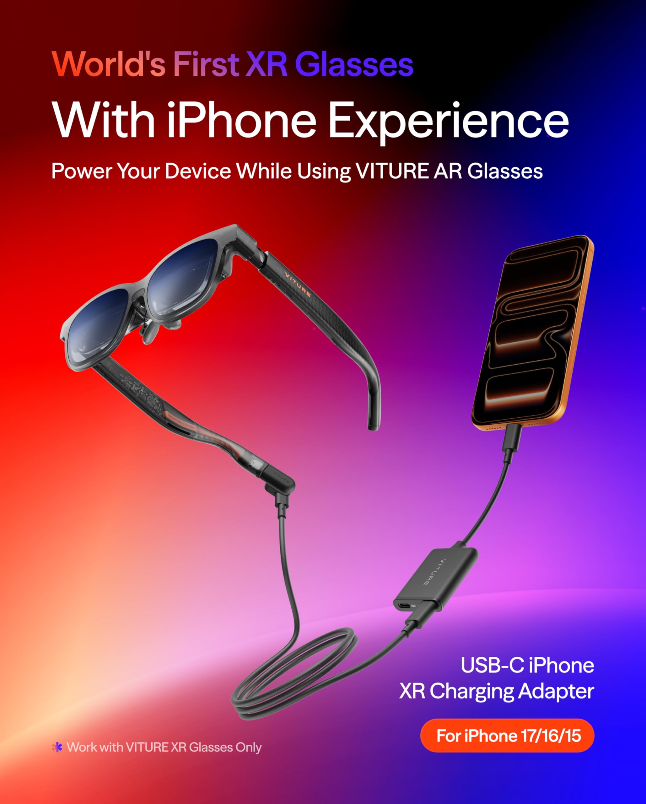 VITURE Luma Pro Gafas XR (Grande) & USB-C XR Adapter Pro Bundle para iPhone 17/16/15, Multi-Pantalla, Vídeo Espacial & VR, 3D Inmersivo con 1 Clic, 3Dof Mejorado, Juega/Trabaja Mientras Cargas