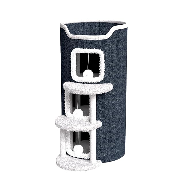 Barril rascador con Bolas de Peluche y Estructura de trepadora con Cuatro Niveles