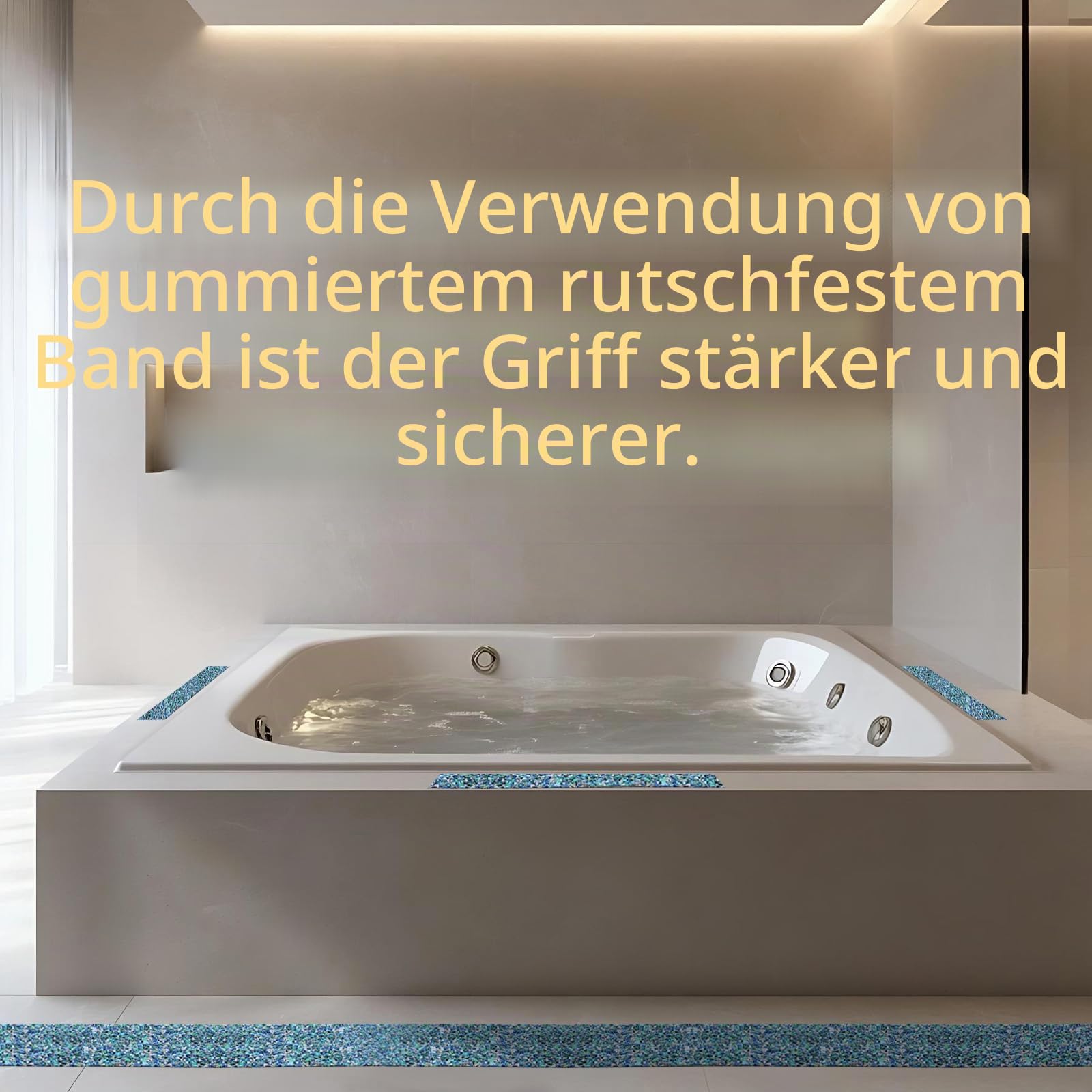 QILIMA Rutschfestes Gummiband PET Blau 100mm x 5 m rutschfestes Klebeband Gummireibungsband rutschfestes Band für Treppen Dusche Treppen Schwimmbad Tanks Nasse Bereiche