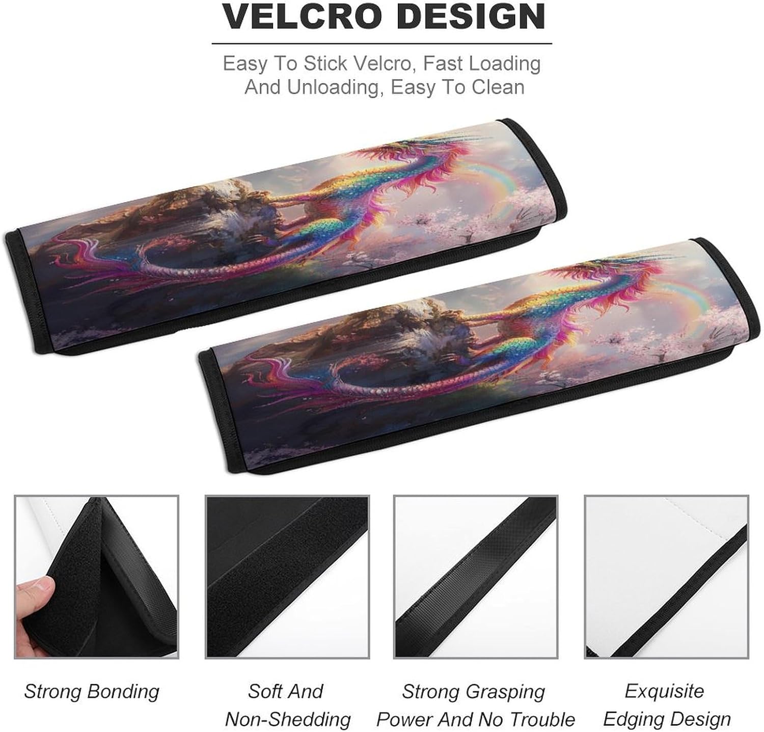 Colorful Dragons Car Seat Strap Covers Soft Seat Strap Shoulder Pads Seatbelt Covers for All Car Seats 2PCS
