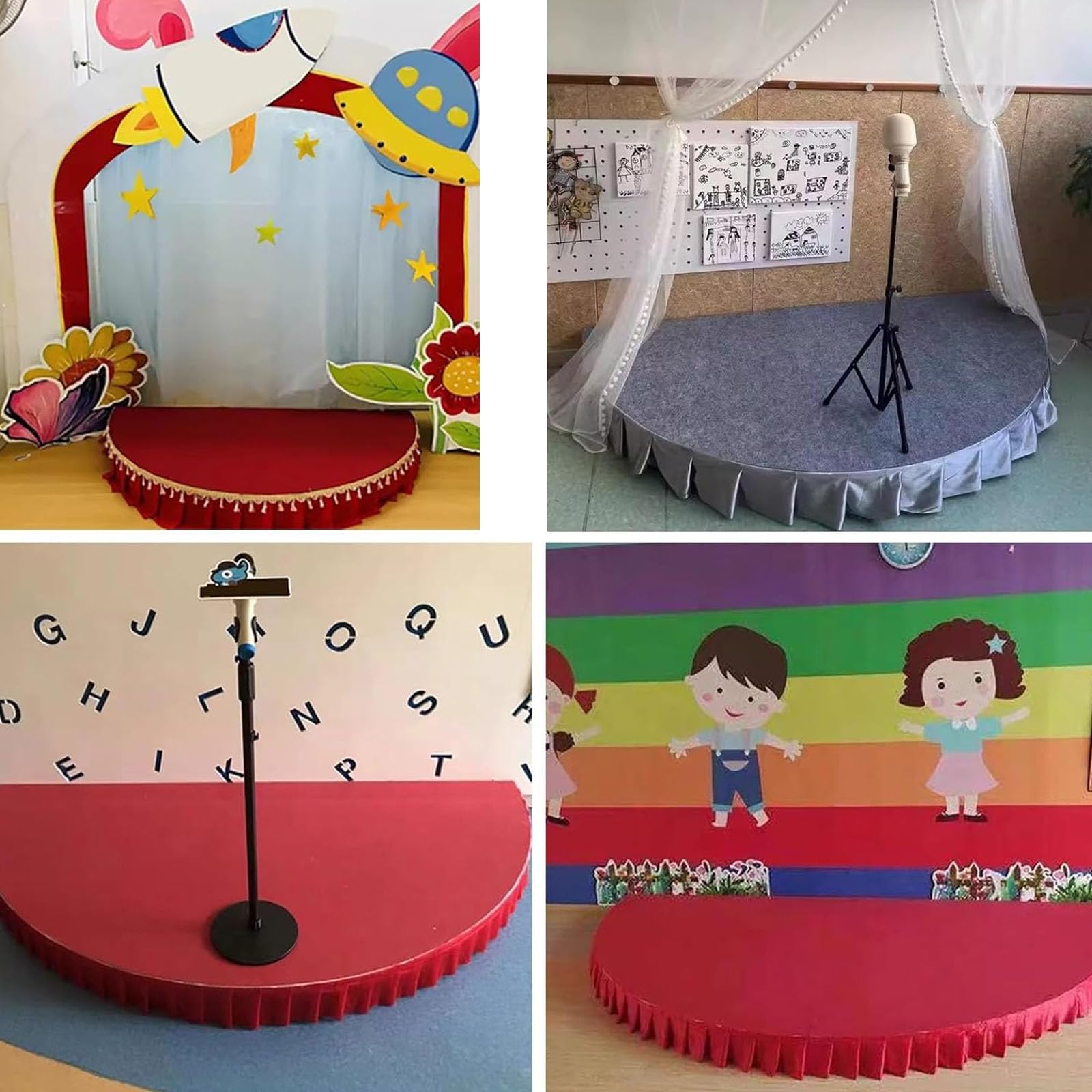 Palcoscenico Portatile Rotondo per Discorsi Bambini Piccola Piattaforma per Palcoscenici Disponibile In Lunghezze 100 A 150 Cm Adatto per Spettacoli All'Asilo E per Presentatori Matrimoni 100x50cm