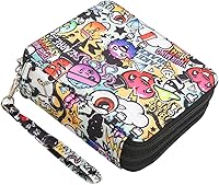 Vista 23 de Lbxgap Estuche para lápices con cremallera, 72 ranuras para lápices con patrón de impresión para bolígrafos o marcadores de acuarela, estuche