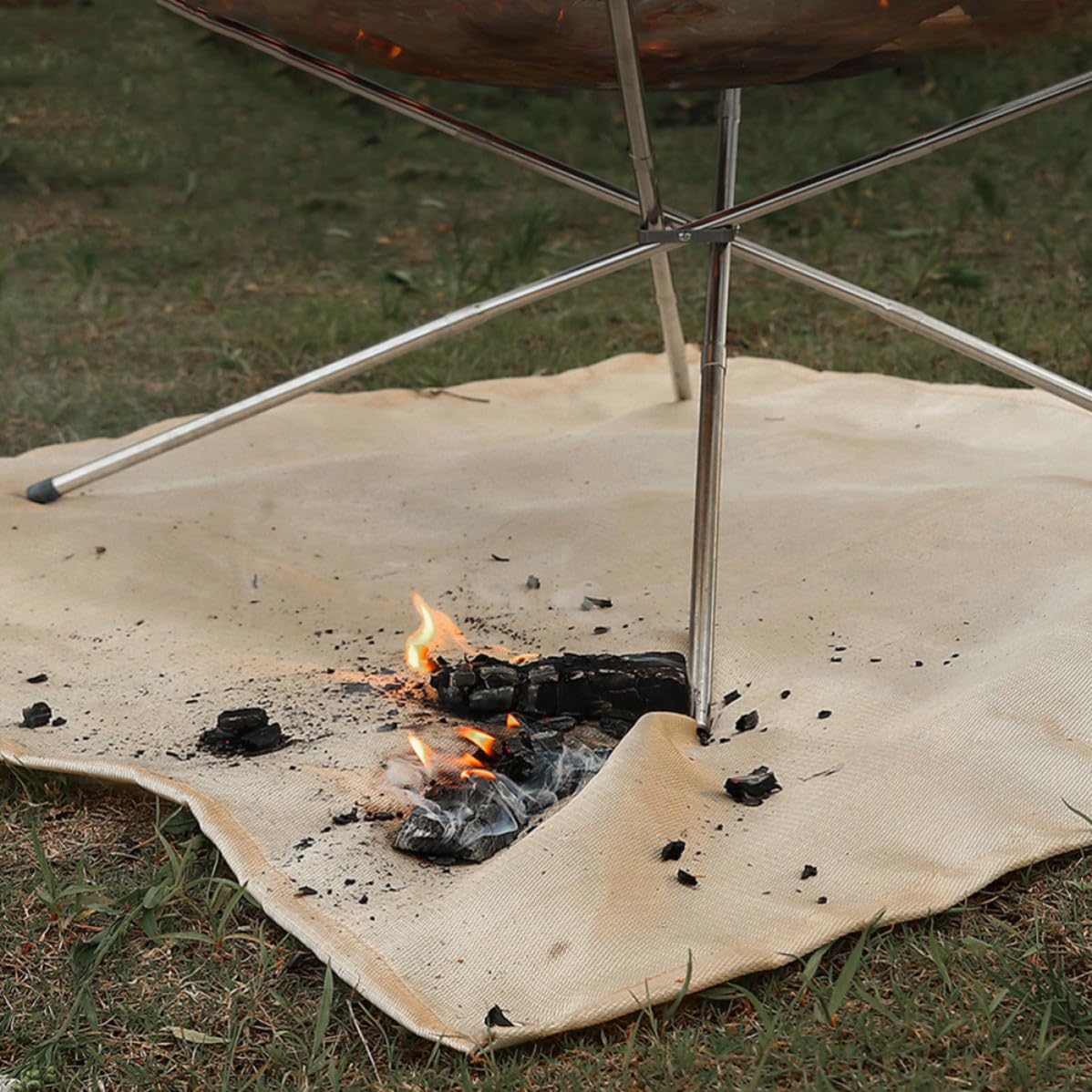 Operitacx Manta Ignífuga de Material Resistente al Daño para Exterior y Cocina, Esterilla Antiincendios Adecuada para Chimenea y Camping