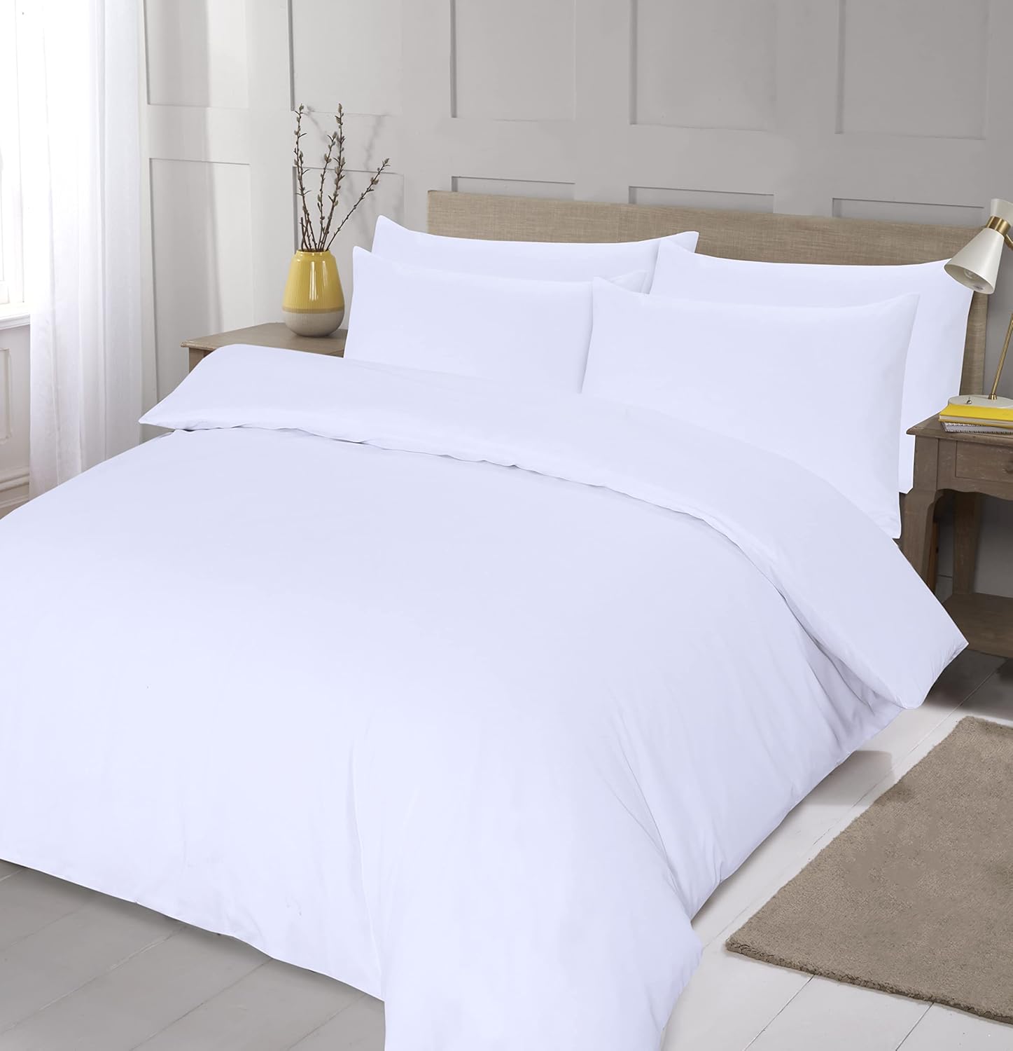 Home Living NON IRON Luxury Easycare Plain Dyed Duvet Cover & Pillow