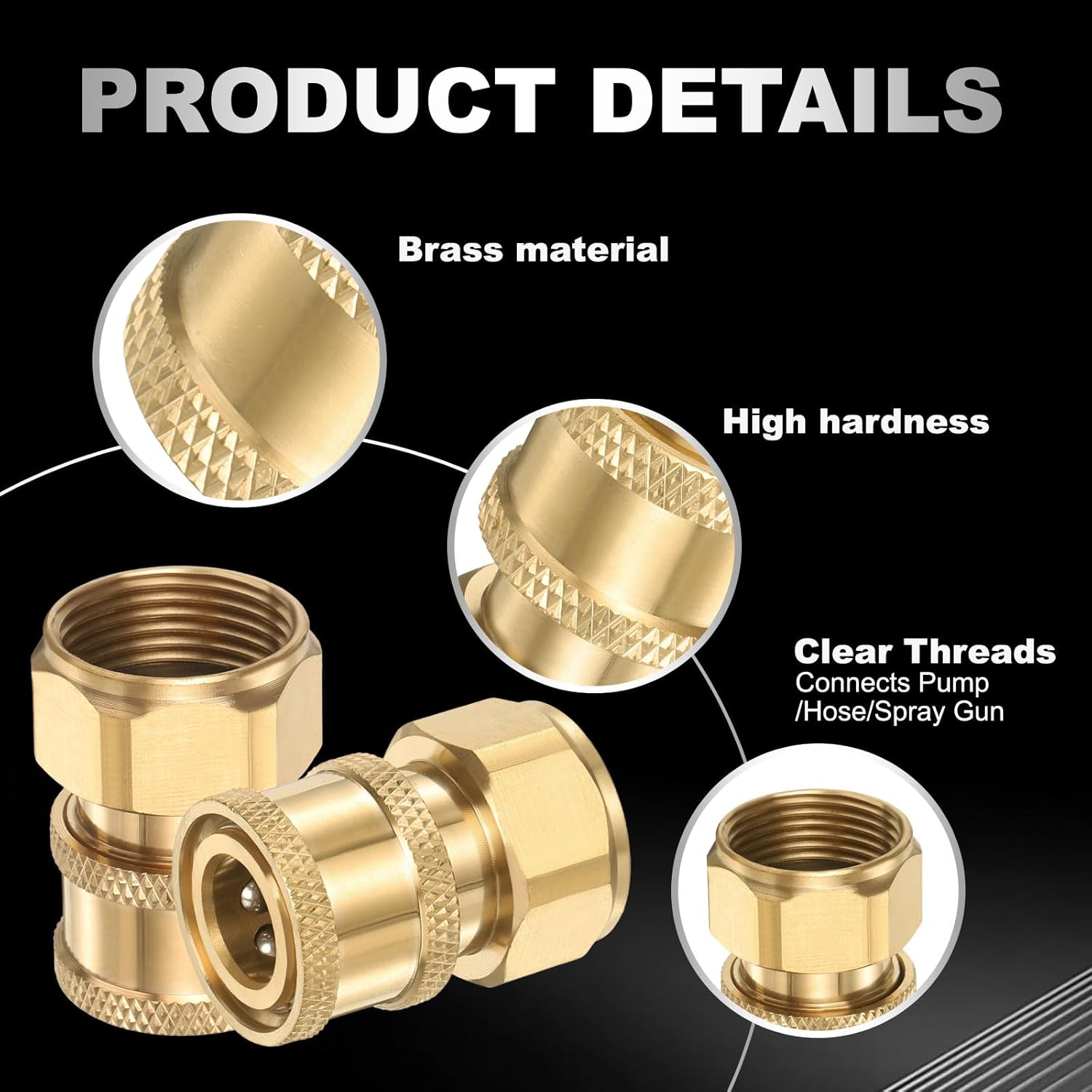 uxcell 2Pcs Pressure Washer Adapter, 1/4" Female Quick Plug to M22 Female Quick Connect Fittings Brass Swivel Adapter for Pressure Power Washers Hose