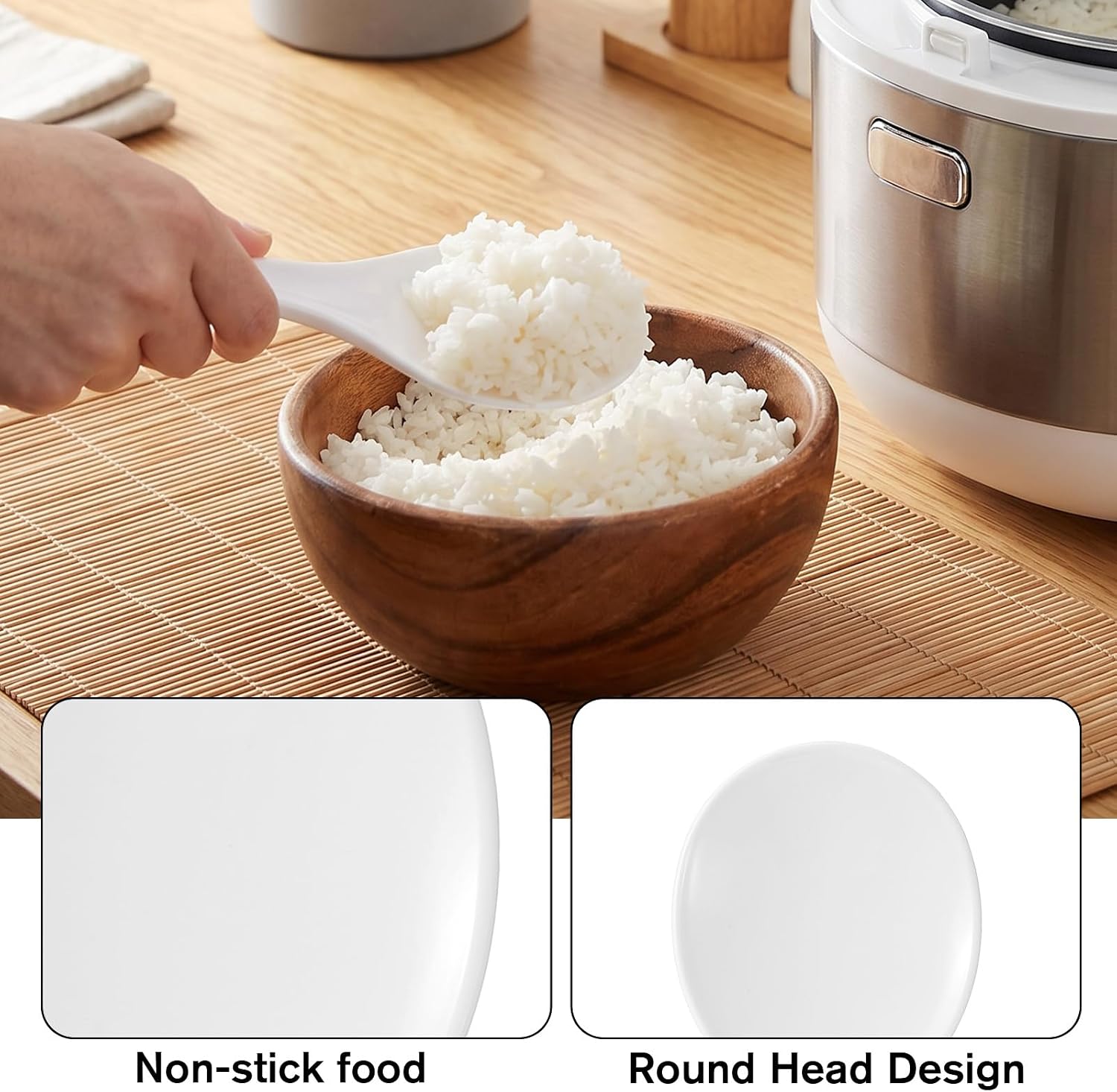 3Pcs Plastic Rice Spoon Paddle White Non Stick Hanging Rice Spatula