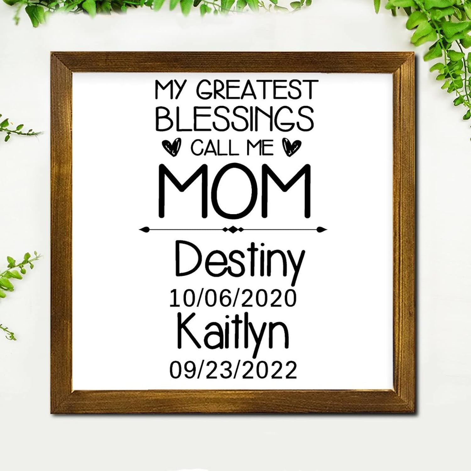 My Greatest Blessing Call Me Mom Wooden Framed Signs Christian Quote Wood Plaque Sign Classic Wall Art Hanging Farmhouse Decoration Plaque for Home Bedroom Living Room Bathroom 12x12 Inch