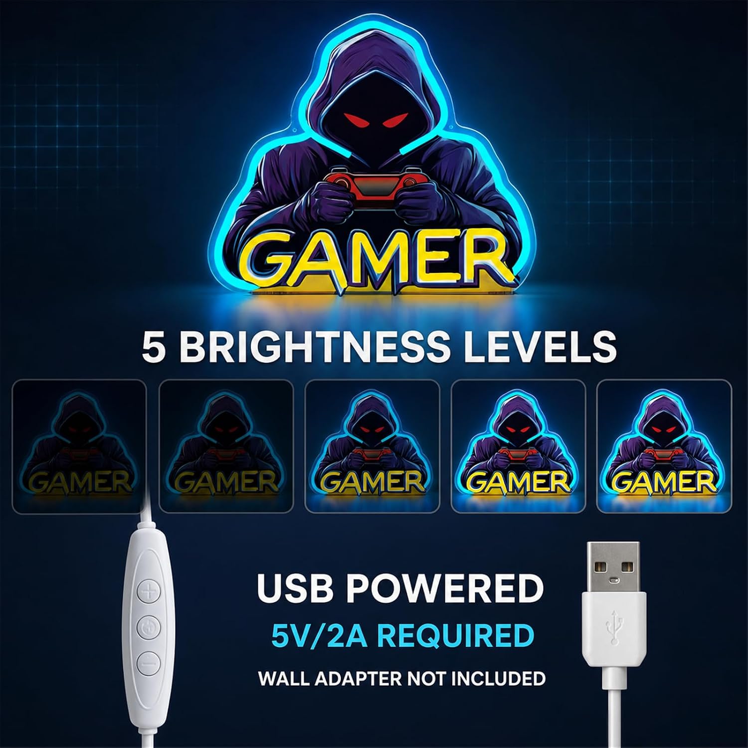 Gamer Neon Sign, UV Printed Gaming LED Neon Light Sign for Gamer Room Decor image 3