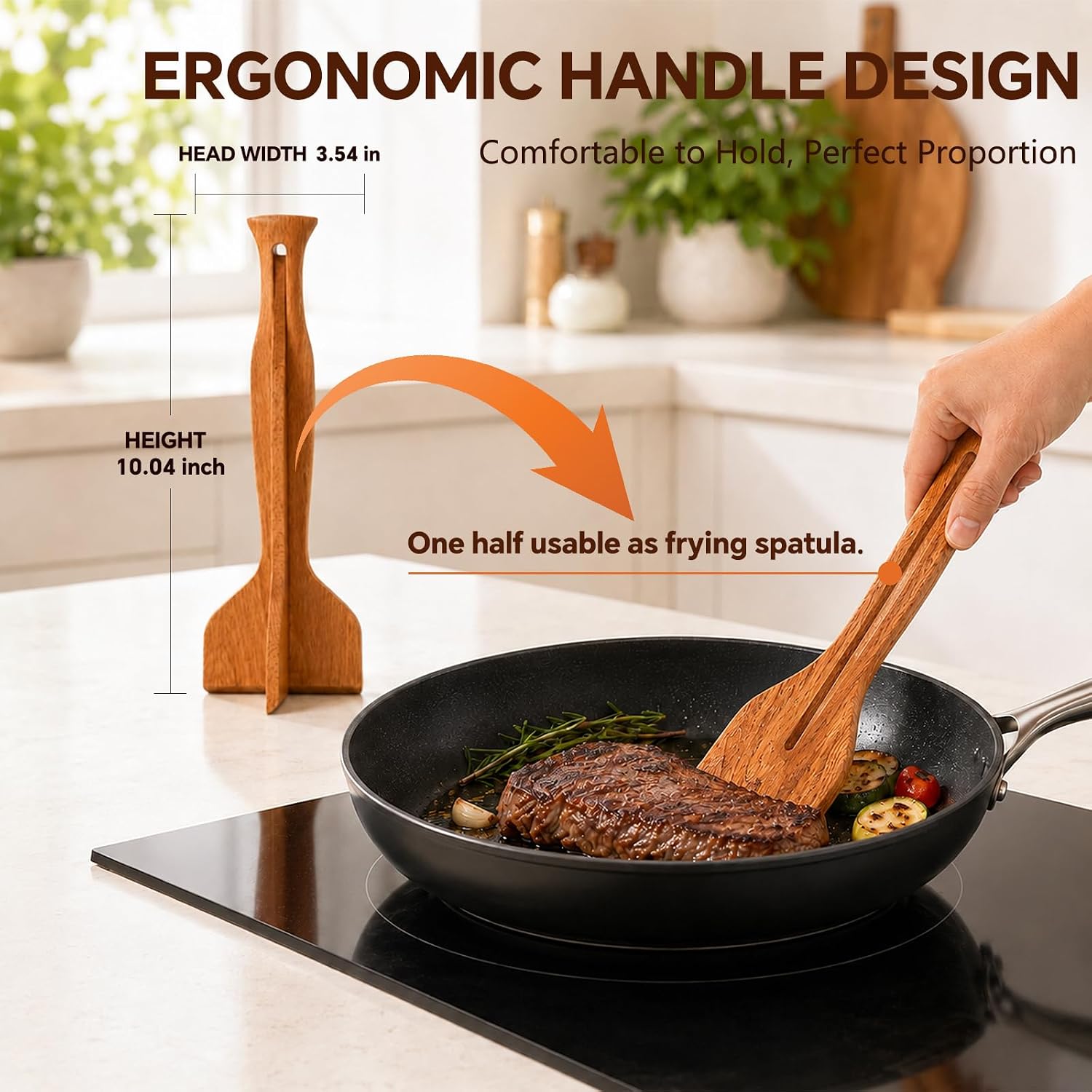 New Model Beech Wood Meat Masher, Handheld Shredder Utensil, Detachable 2-in-1 Design for Kitchen Mashed Hamburger Ground Beef Potato Vegetable Puree