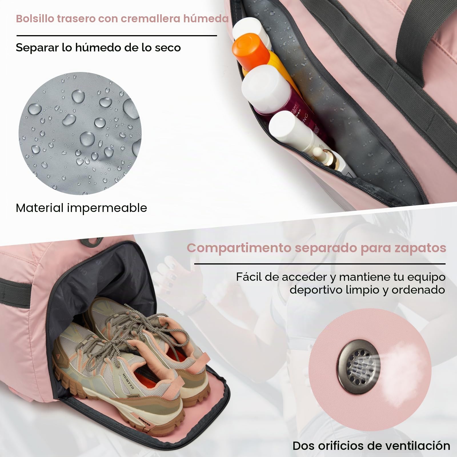 G4Free Bolsa de deporte grande de 45 l para hombre y mujer, con compartimento para zapatos y compartimento húmedo, bolsa de entrenamiento, bolsa de gimnasio, bolsa de deporte escolar, para la escuela,