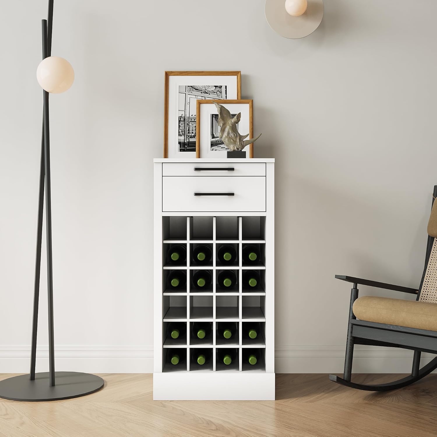 Wine Bar Cabinet Ancona Modular, One Size, White Style 1