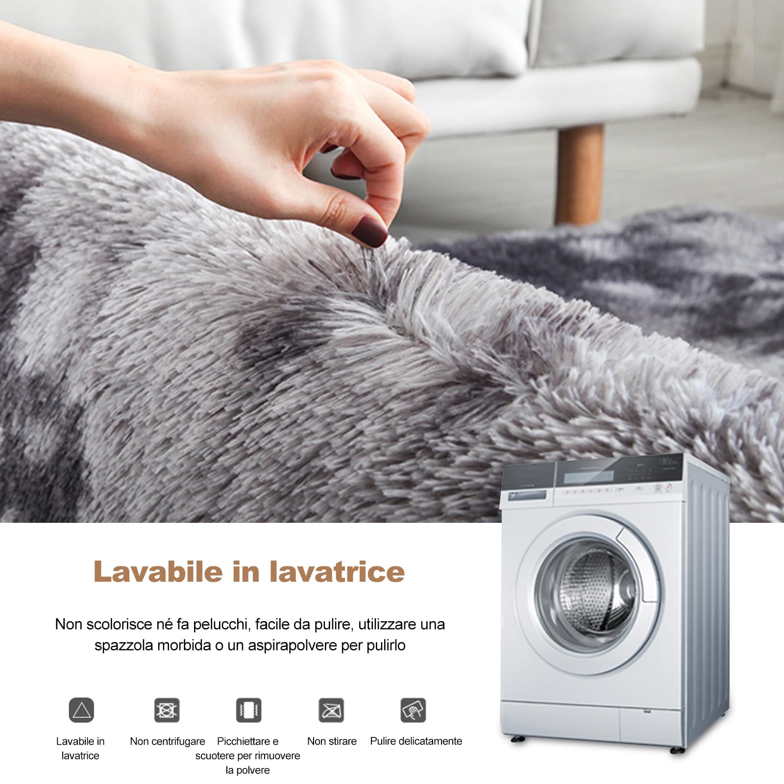 Ergocar Tappeto Pelo Soggiorno, Moderno Tappeto Camera da Letto Soggiorno, Tappeti Super Morbido e Antiscivolo, Shaggy Tappeti, Calda Decorazione del Pavimento in Casa