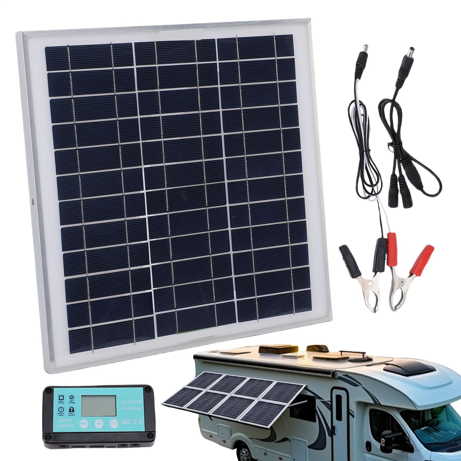 Zestaw solarny do kampera, solarny ładowarka kroplówkowa, kontroler do utrzymania akumulatora, zestaw do ładowania, akcesorium samochodowe do ciężarówki, sprzęt do motocykli i naczep, zaopatrzenie do