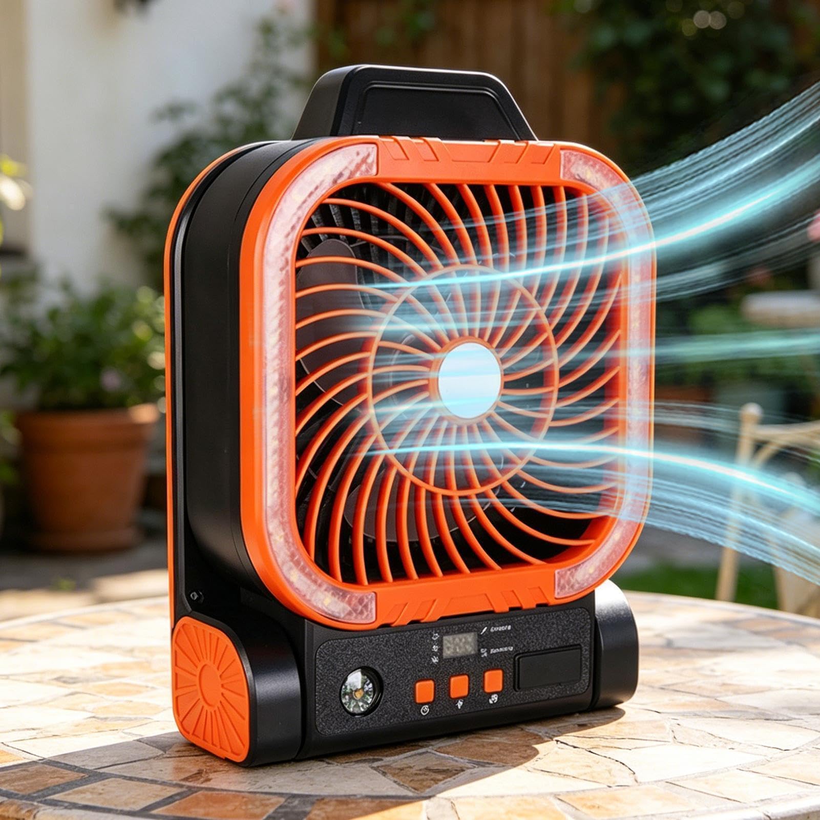 Ventiladores solares para exteriores con temporizador, plegables