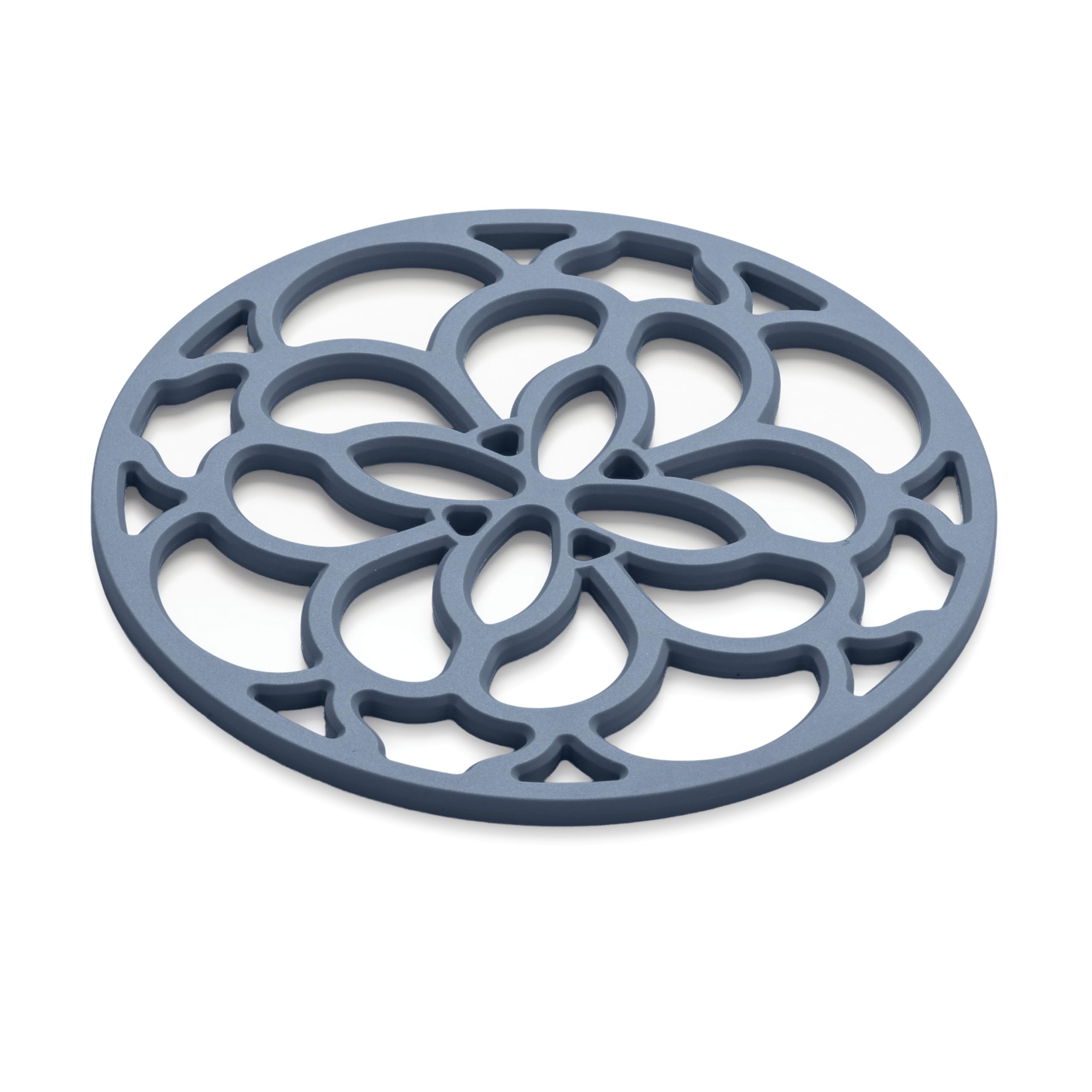 Zeal Silicone Trivet Mat for Hot Pots and Pans – Heat-Resistant, Non-Slip Kitchen Worktop Protector, Round Heritage Design, 18cm (Provence Blue)