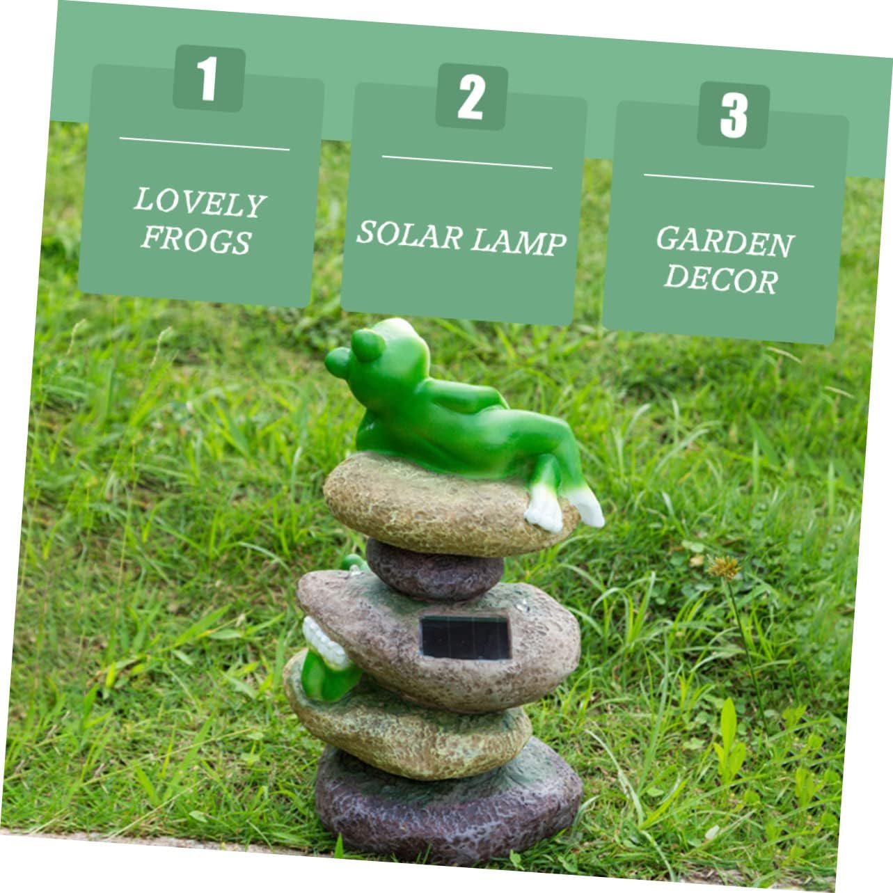 Garden Frogs Solar Lamp Ornaments Frog Figurine Decorations for Outdoor Landscape