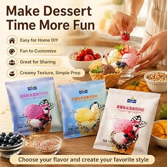 Homemade Ice Cream Powder 7 Flavor Mix (100g) - No Machine Needed, Easy 3-Step