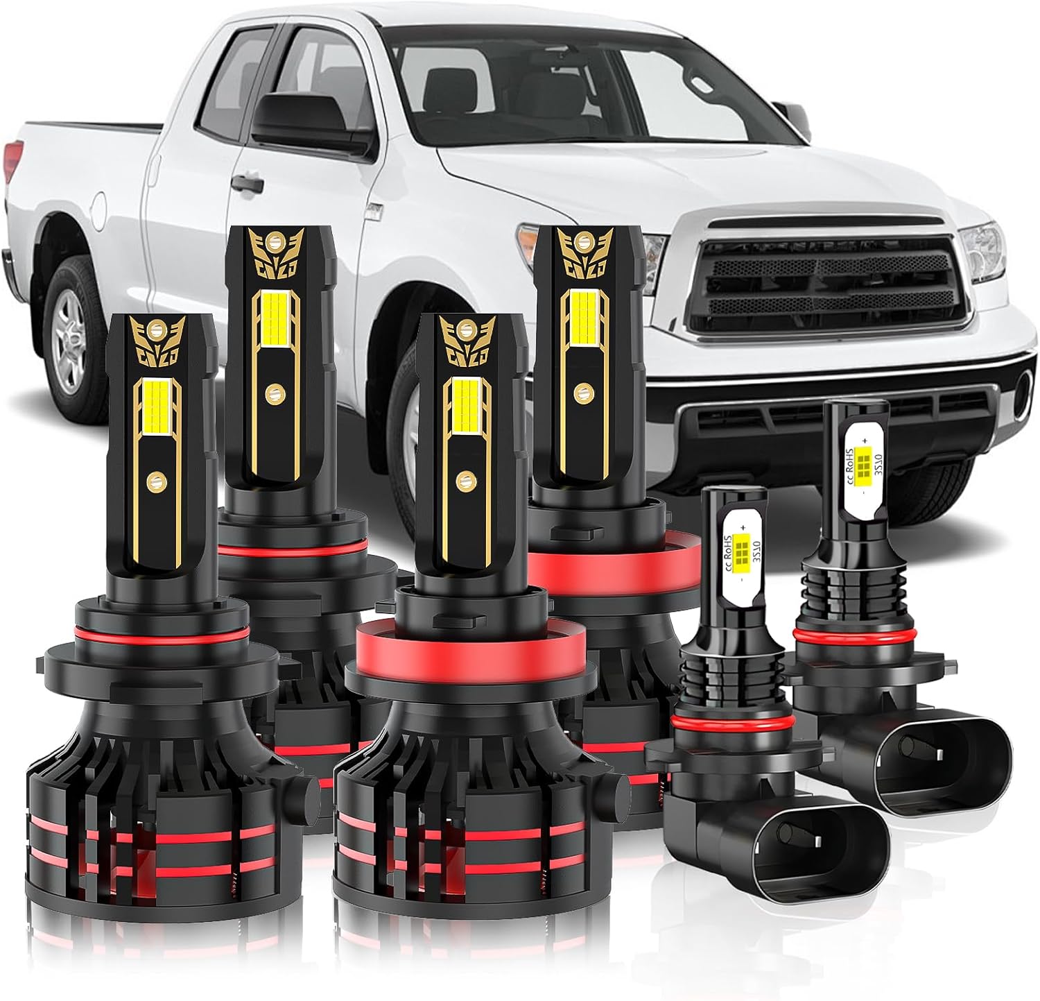 Upgraded Light Bulbs Kit Compatible For Toyota Tundra 2007-2013, 6500K White Plug-and-Play Super Bright Lights Bulbs - 6Pack
