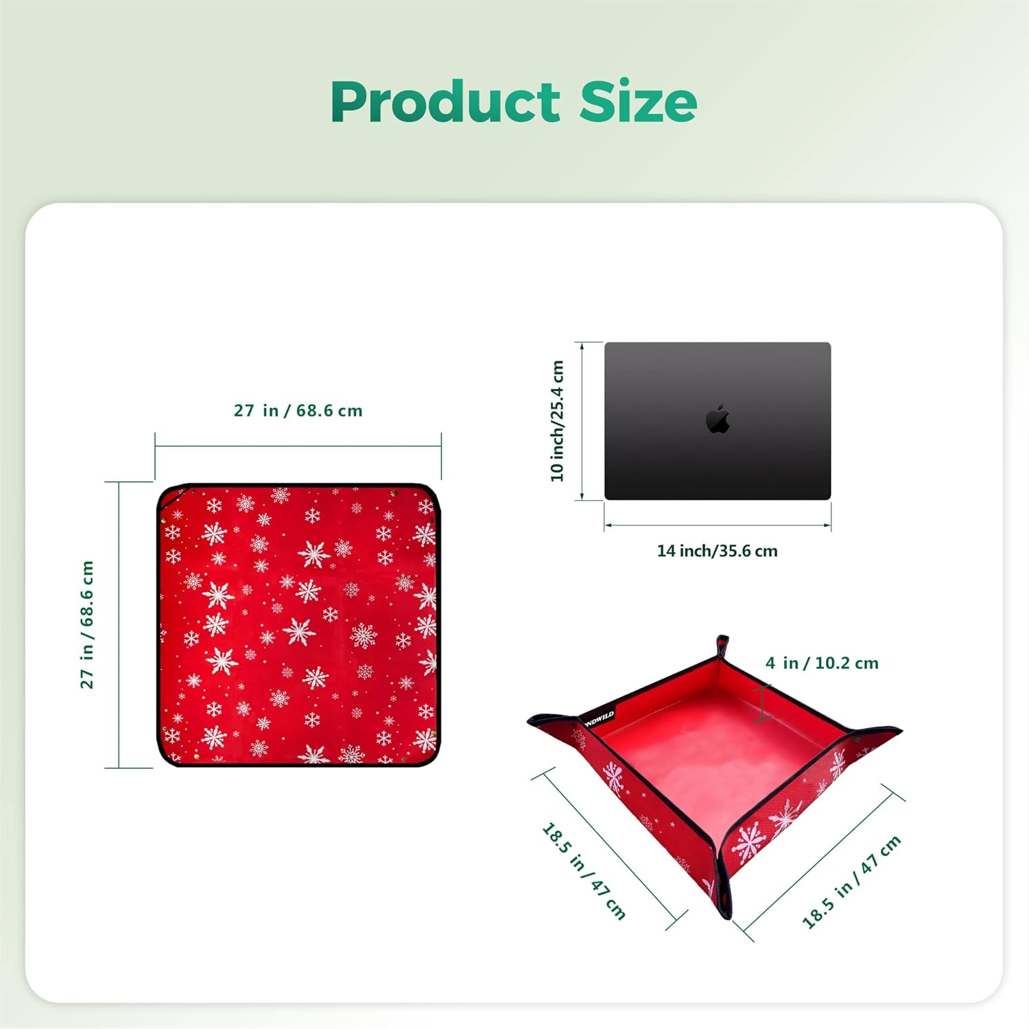 27"x27" Plant Transplanting Mat - Thickened Waterproof Potting Mat, Succulent Gardening Mat, Portable Repotting Mat for Mess Control, Indoor Outdoor Use (PVC-Red Snowflake) image 2