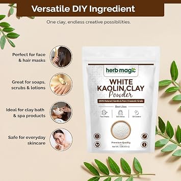 Herb Magic White Kaolin Clay Powder, for Face Mask & Soap Making, 1 lb.