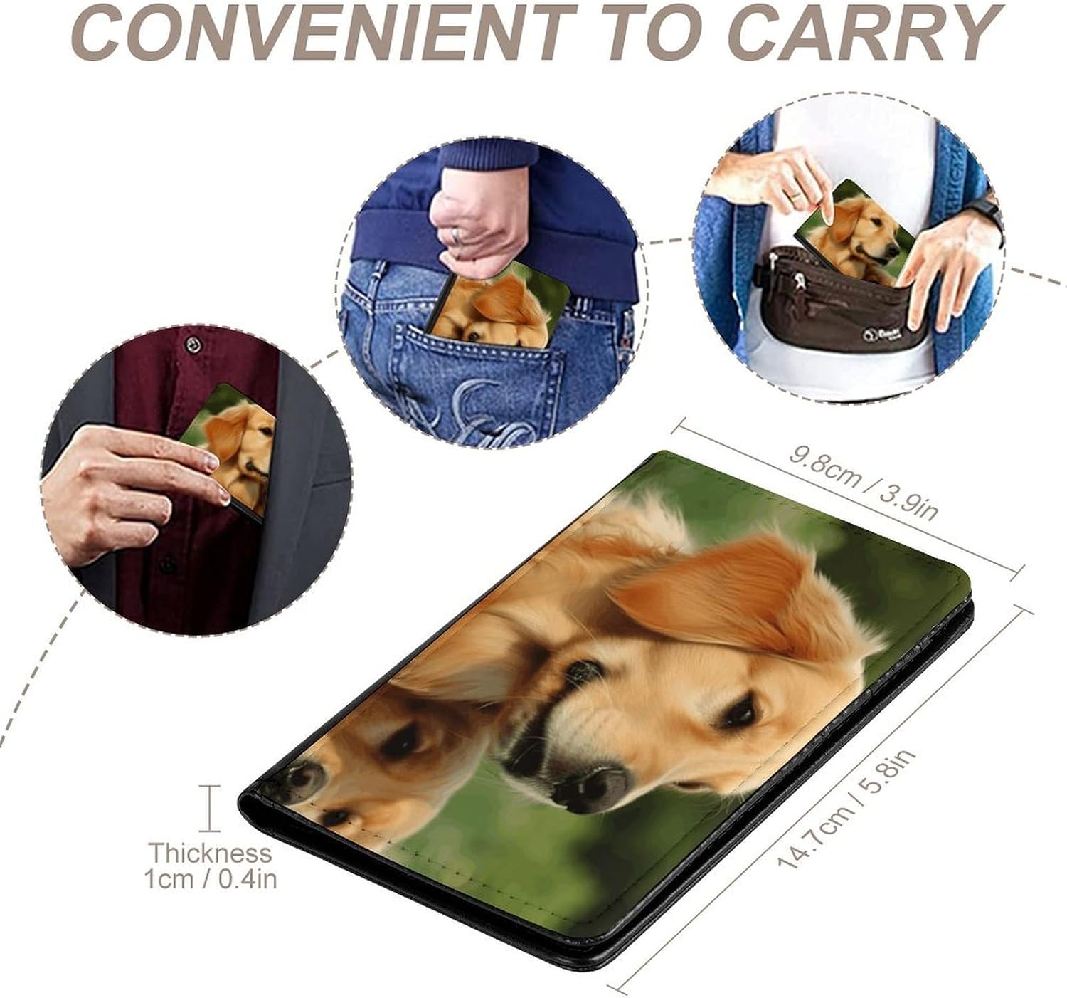 Cute Passport Holder for Travel,Personalized Multi-Functional Passport Cover with Card Slots,Slim Dog Golden Retriever Printed Passport Wallet for Women Men